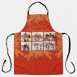 Delantal Grandma's Custom Photo Collage Elegant Christmas