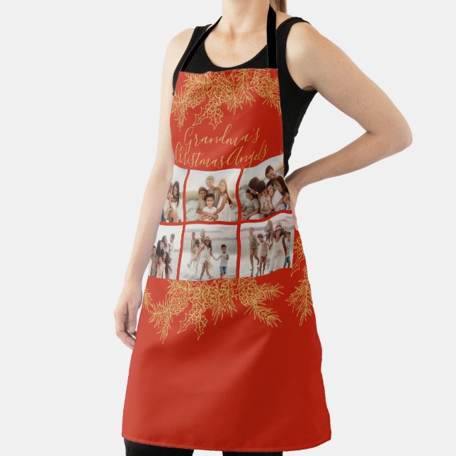 Delantal Grandma's Custom Photo Collage Elegant Christmas  (in situ)