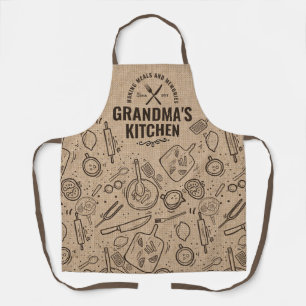 Delantal Grandmas Gift Nana Burlap Kitchen Apron 