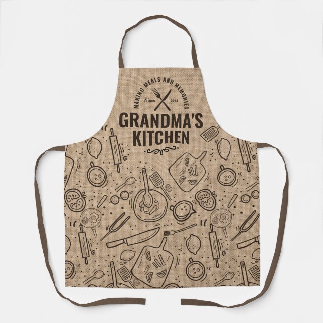 Delantal Grandmas Gift Nana Burlap Kitchen Apron  (Anverso)