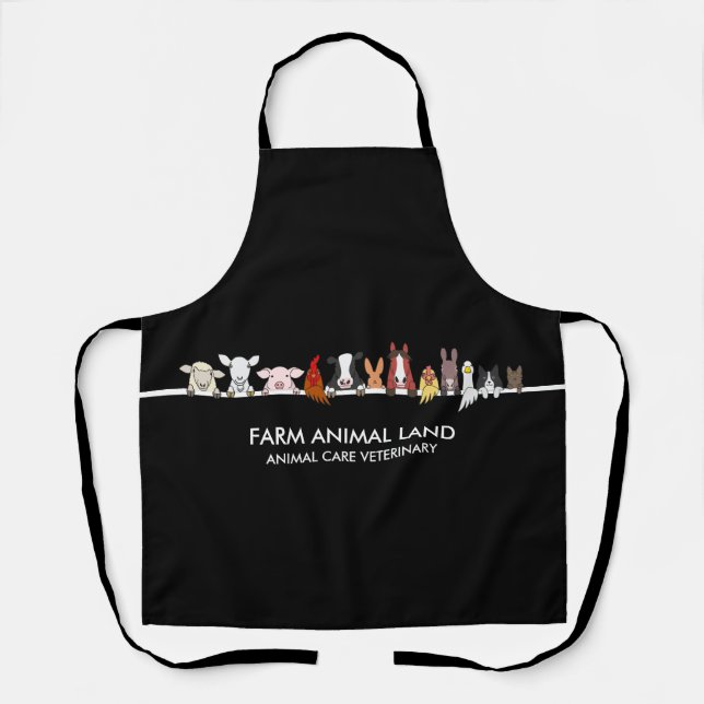 Delantal Granja Animal Bosque Negro (Anverso)
