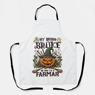 Delantal Granja de Escoba Rota Calabaza de Halloween Sombre