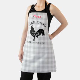 Delantal Granja de huevos frescos País Gingham Personalizad