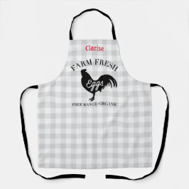 Delantal Granja de huevos frescos País Gingham Personalizad