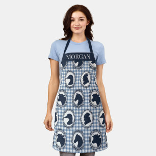 Delantal Granja de patio Gingham - Azul marino y azul
