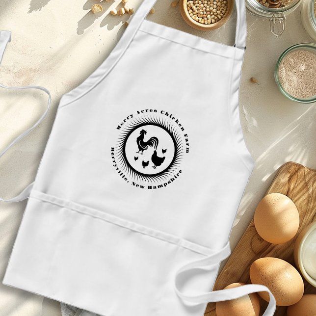 Delantal Granja de pollo Apron Blanco Con Bolsillos (Subido por el creador)