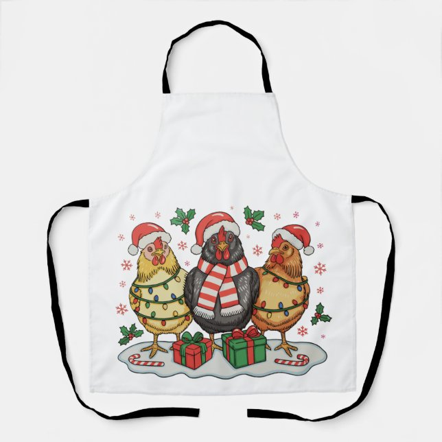 Delantal Granja de Pollo de Navidad Luces Navideñas Vacacio (Anverso)