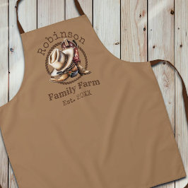 Delantal Granja familiar personalizado Cowboy Occidental Bo