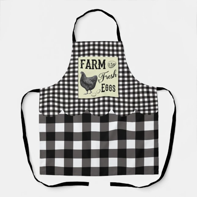 Delantal Granja Fresco Huevos Plaid Apron (Anverso)