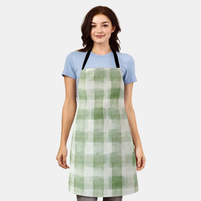 Delantal Granja Green Cream Plaid Bridal Shower (Gastado)