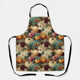Delantal Granja Rústica Calabaza Naranja Floral Vintage