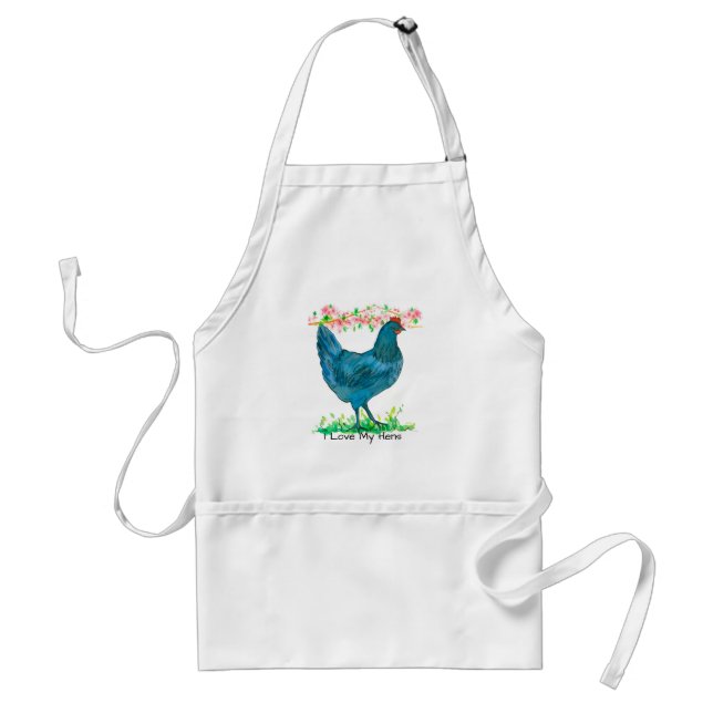 Delantal Granjero de pollo Me Encanta El Azul De Mis Gallin (Frente)