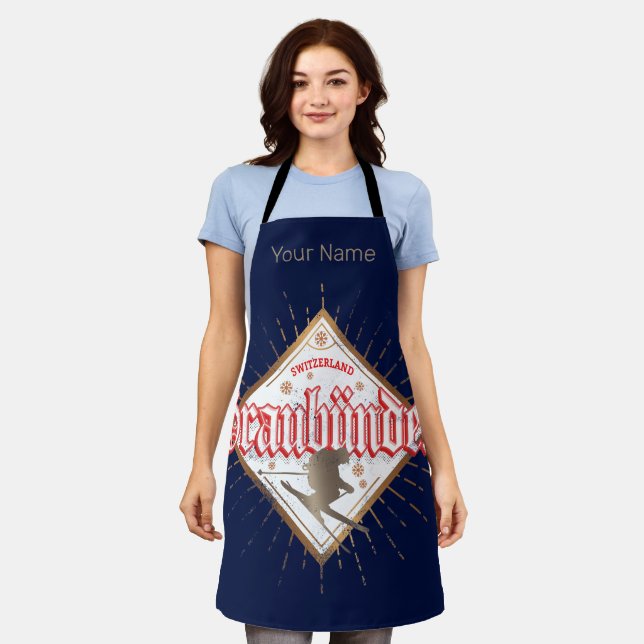 Delantal Graubünden Suiza retro skier vintage (Gastado)