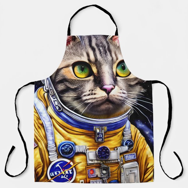Delantal Grave arte de gato astronauta (Anverso)