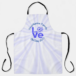 Delantal Grecia Corazón Bandera Azul AMOR Personalizado