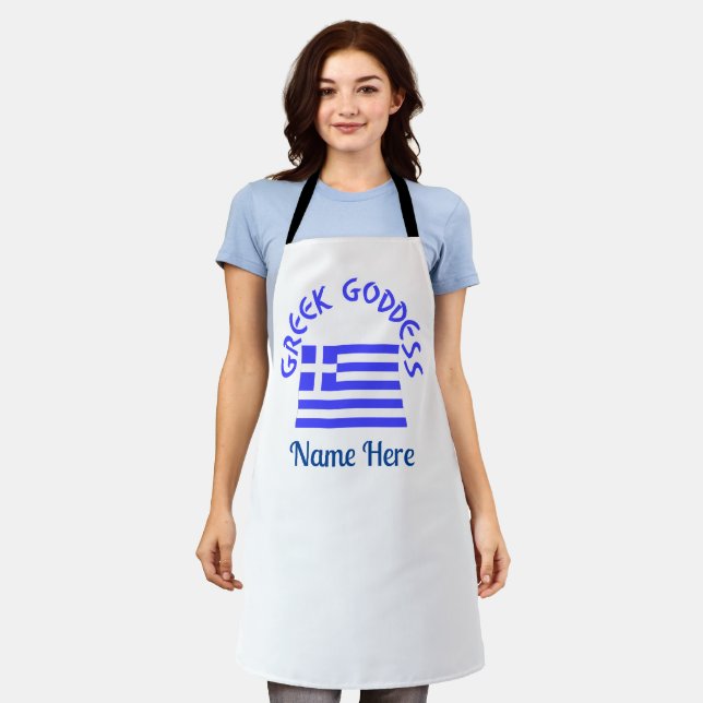 Delantal Greek Goddess and Flag of Greece Personalized  (Gastado)
