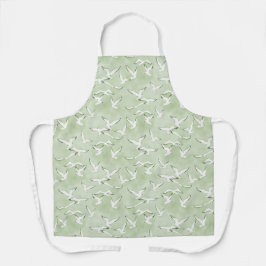 Delantal Green And White Seagull Beach Bird Pattern