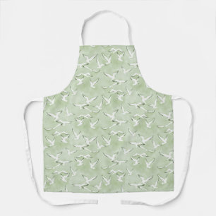 Delantal Green And White Seagull Beach Bird Pattern