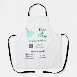 Delantal Green blue gitter clean mop add name address q r b