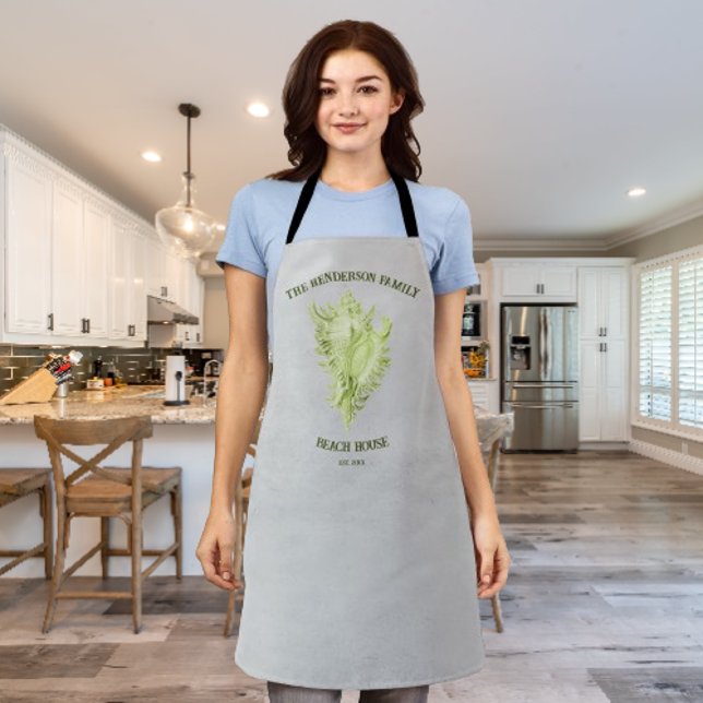 Delantal Green Conch Shell Apron (Green Conch Shell Personalized Apron)