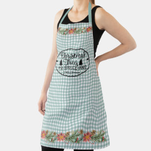 Delantal Green Gingham Check - Árboles de Navidad - País