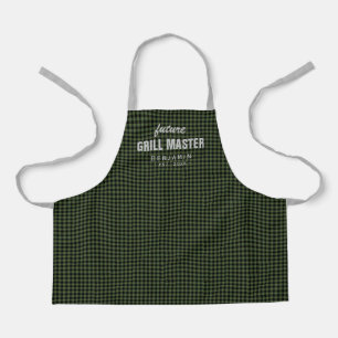 Delantal Green gingham future grill master personalizado