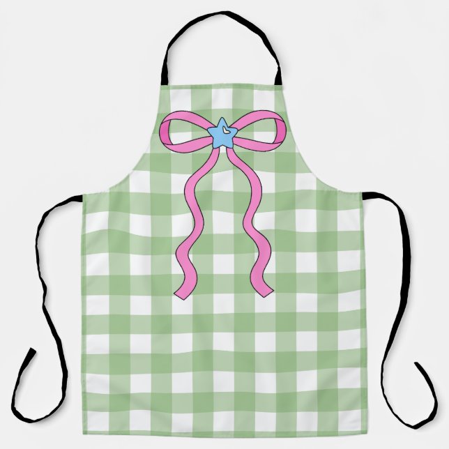 Delantal Green Gingham Kitchen Apron Design (Anverso)