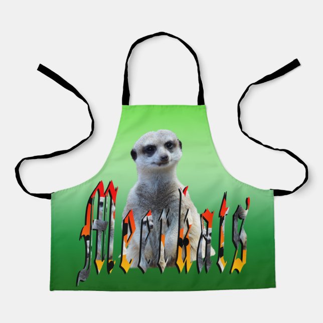 Delantal Green Meerkat, Apron de impresión completa para ni (Anverso)