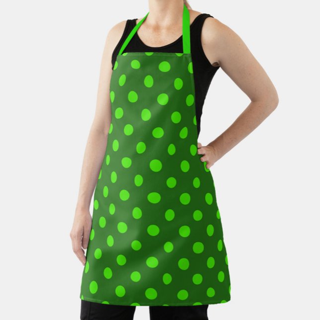 Delantal Green On Dark Green Polka Dots Pattern Design  (Subido por el creador)