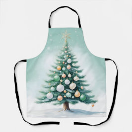 Delantal Green Pine Tree | Silver Green Orange Globes