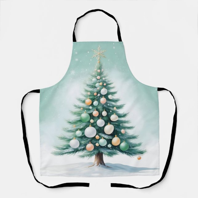 Delantal Green Pine Tree | Silver Green Orange Globes (Anverso)