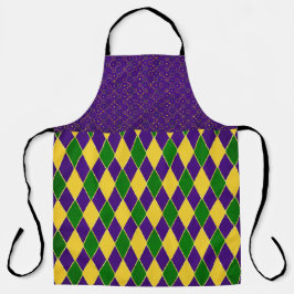 DELANTAL GREEN PURPLE GOLD MARDI GRAS PATTERNS