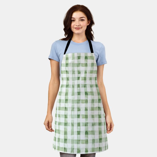 Delantal Green White Plaid Stripes   (Gastado)