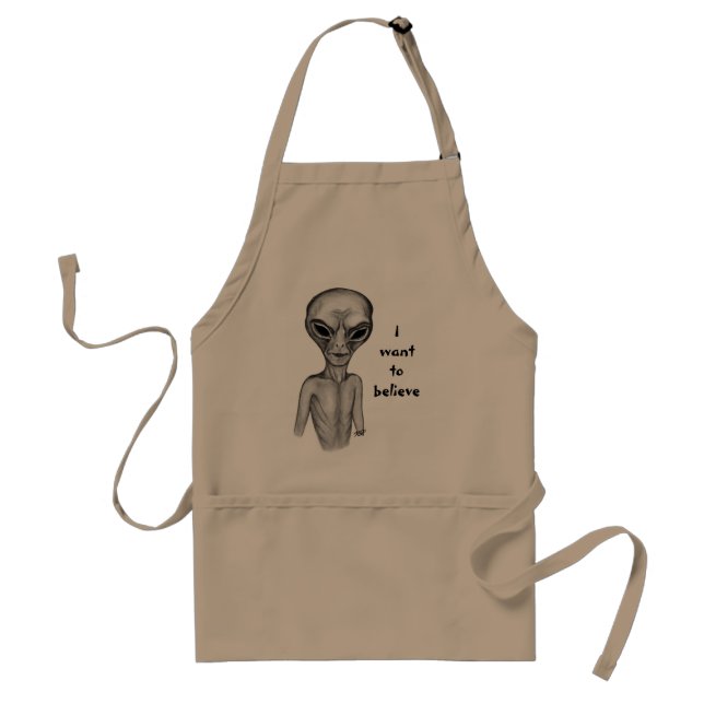Delantal Grey Alien , quiero creer (Frente)