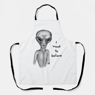 Delantal Grey Alien , quiero creer