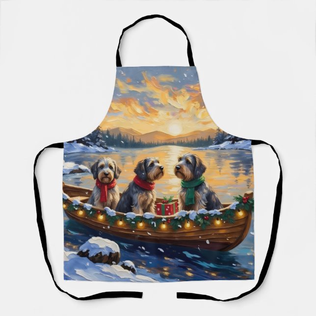 Delantal Griffon de caza de pelo duro Navidad Barco Fiesta (Anverso)