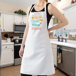 Delantal Grill chill wave repeat summer beach quote