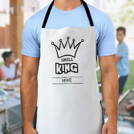 Delantal Grill King, personalizado gracioso monogramando la
