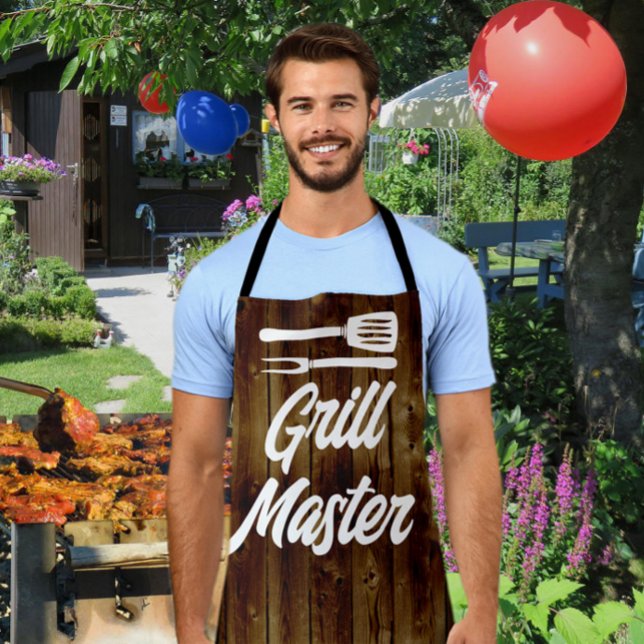 Delantal Grill Master BBQ Rustic Wood Chef (Subido por el creador)