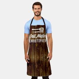 Delantal Grill Master personalizado BBQ Rustic Wood Chef