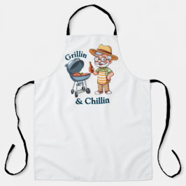 Delantal Grillin’ & Chillin’ - Funny BBQ Design for Dad