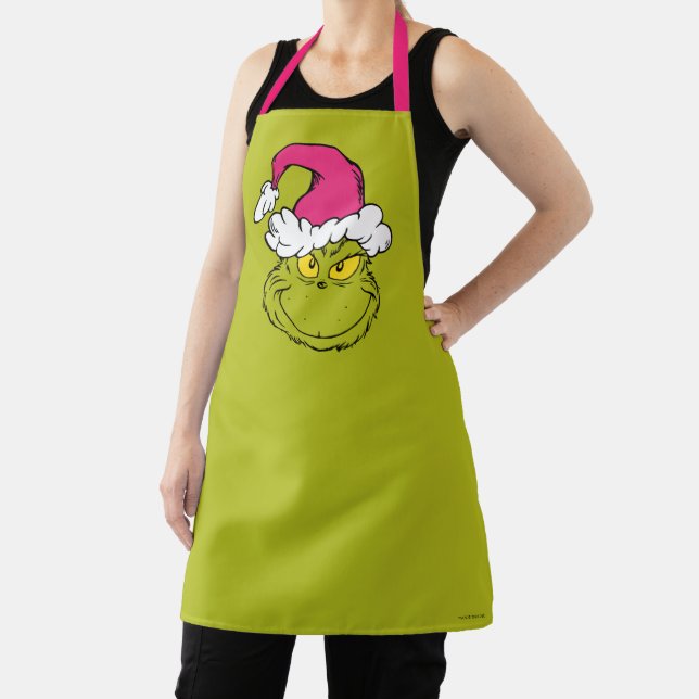 Delantal Grinch con sombrero rosa de Santa (in situ)