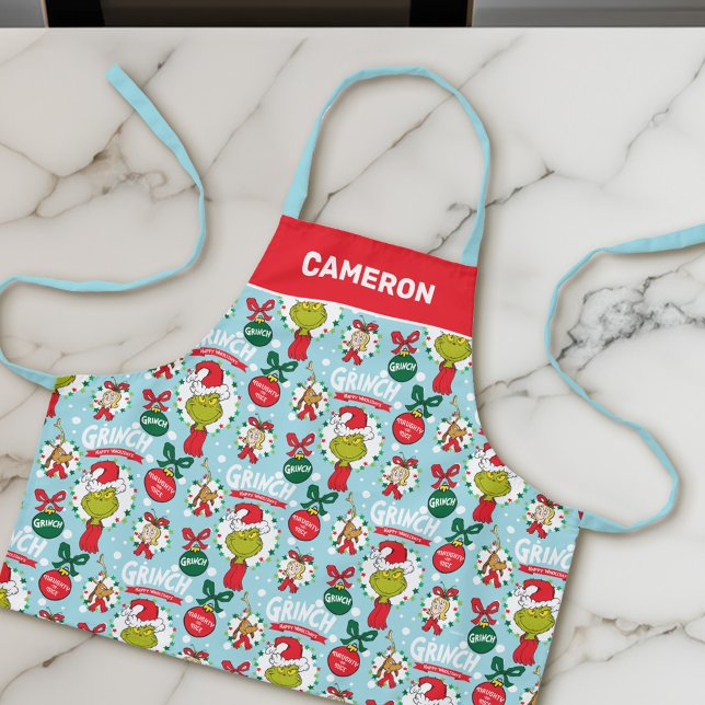 Delantal Grinch | Patrón Feliz Navolidad (Apron on counter)