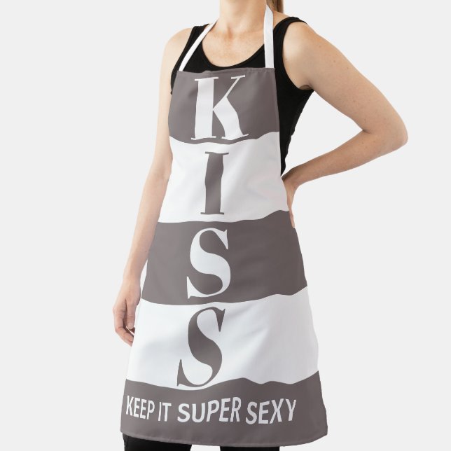Delantal gris arcilla y blanco Mantener el KISS super sexy (in situ)