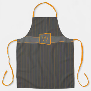 Delantal Gris con Naranja Pinstripes Apron de impresión en
