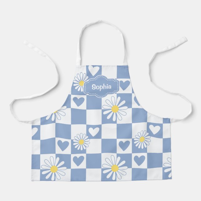 Delantal Gris Cuadriculado Personalizado (Anverso)