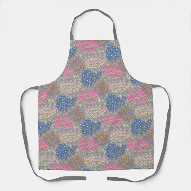 Delantal Gris de cama floral (Anverso)