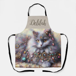Delantal Gris de pelo largo Nebelung Cat Joyas de joyas de 