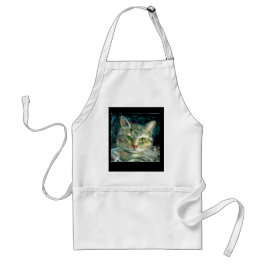 Delantal gris del gato de Tabby