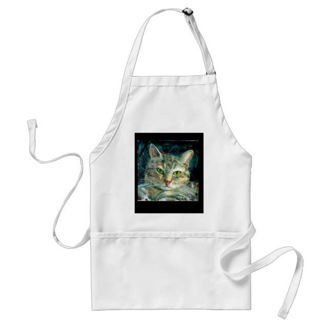 Delantal gris del gato de Tabby (Frente)